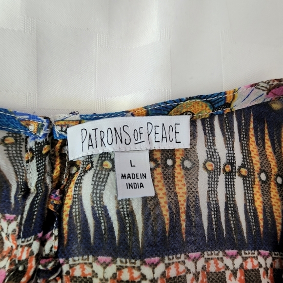 Patrons Of Peace Boho Tribal Print Sheer Split Back Sleeveless Top Size M - Picture 3 of 5